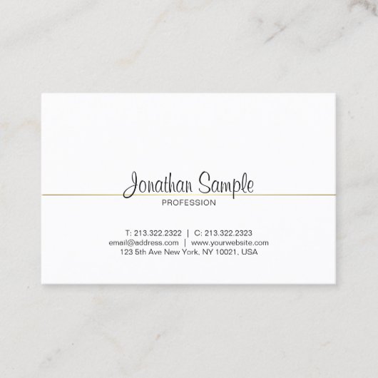 Chic Calligraphy Script Gold Design Luxe rendy Visitekaartje (Voorkant)