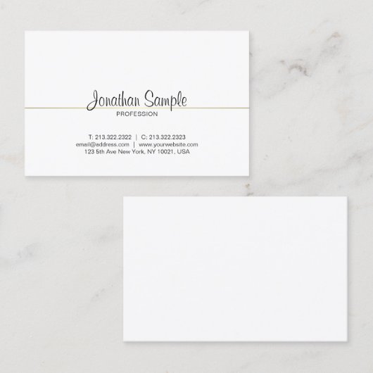 Chic Calligraphy Script Gold Design Luxe rendy Visitekaartje (Voorkant / Achterkant)