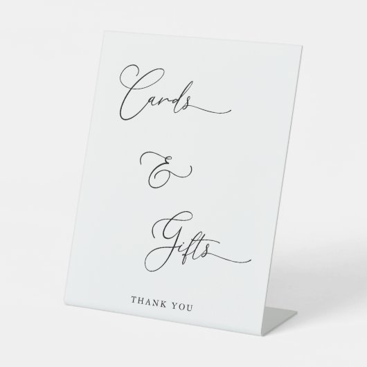 Chic Calligraphy Script Kaarten Gifts Bedankt Wedd Reclamebord Met Voetstuk (Voorkant)