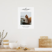 Chic Calligraphy Script Photo WeduwWelkomstteken Poster (Keuken)