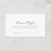 Chic Calligraphy Silver Diaper Raffle Ticket Informatiekaartje (Voorkant)
