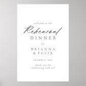 Chic Calligraphy Silver Rehearsal Dinner Welcome Poster (Voorkant)