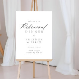 Chic Calligraphy Silver Rehearsal Dinner Welcome Poster
