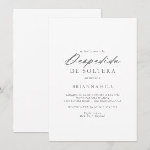 Chic Calligraphy Silver Spaans Vrijgezellenfeest Kaart