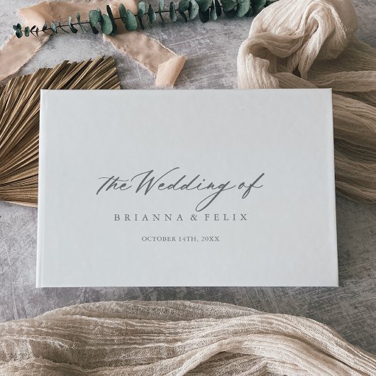 Chic Calligraphy Silver Wedding Guest Book Gastenboek