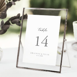 Chic Calligraphy Silver Wedding Table Number Kaart