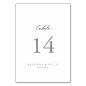 Chic Calligraphy Silver Wedding Table Number Kaart (Achterkant)