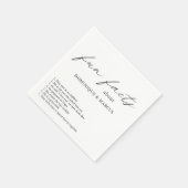 Chic Calligraphy Simple Elegant Fun Facts Wedding Servet (Hoek)