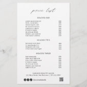 Chic Calligraphy Simple Elegant Price List (Voorkant)