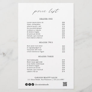 Chic Calligraphy Simple Elegant Price List