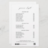 Chic Calligraphy Simple Elegant Price List (Voorkant / Achterkant)