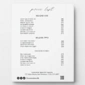 Chic Calligraphy Simple Elegant Price List Fotoplaat (Voorkant)