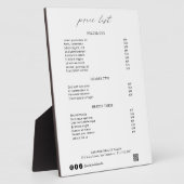 Chic Calligraphy Simple Elegant Price List Fotoplaat (Zijkant)