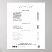 Chic Calligraphy Simple Elegant Price List Poster (Voorkant)