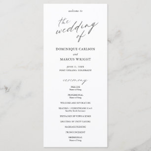 Chic Calligraphy Simple Elegant Wedding Programmakaart