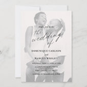 Chic Calligraphy Simple Photo Elegant Wedding Kaart (Voorkant)