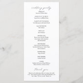 Chic Calligraphy Simple Photo Wedding Programmakaart (Achterkant)