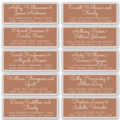 Chic Calligraphy TerraCotta Gastadreslabels Sticker (Voorkant)