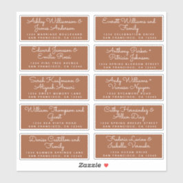 Chic Calligraphy TerraCotta Gastadreslabels Sticker