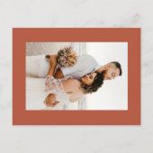 Chic Calligraphy Terracotta Photo Virtual Wedding Uitnodiging Briefkaart (Achterkant)