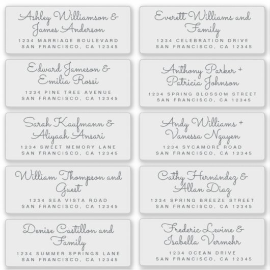 Chic Calligraphy Transparent Guest Adresetiketten Sticker (Voorkant)