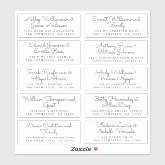 Chic Calligraphy Transparent Guest Adresetiketten Sticker (Vel)