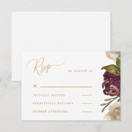 Chic Calligraphy Waterverf Floral Wedding Rsvp Kaartje