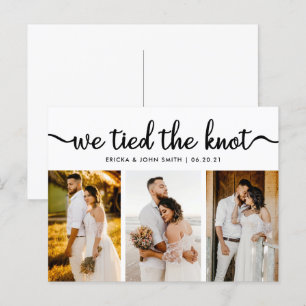 Chic Calligraphy We verbonden de Knot Photo Elopem Aankondigingskaart