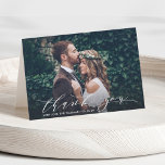 Chic Calligraphy Wedding Bedankt Foto Kaart<br><div class="desc">Chic en Elegant Moderne Calligrafie Wedding Dank u Kaart van de Nota van de Foto.</div>