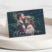 Chic Calligraphy Wedding Bedankt Foto Kaart