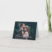 Chic Calligraphy Wedding Bedankt Foto Kaart (Voorkant)