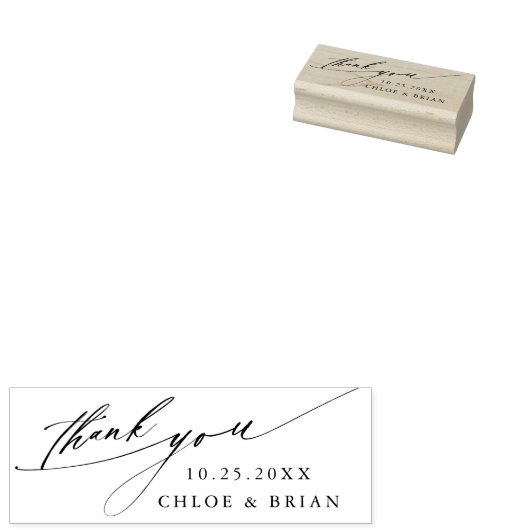 Chic Calligraphy Wedding Bedankt Rubberstempel (Gestempeld)