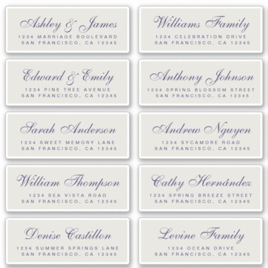 Chic Calligraphy Wedding Guest Adresetiketten Sticker (Voorkant)