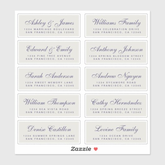 Chic Calligraphy Wedding Guest Adresetiketten Sticker (Vel)