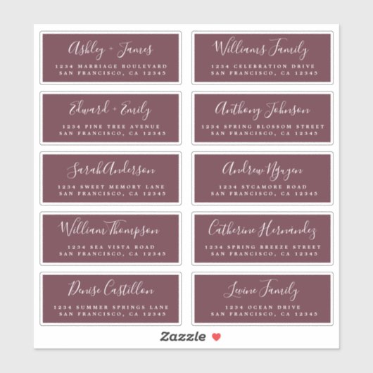 Chic Calligraphy Wedding Guest Adresetiketten Sticker (Vel)