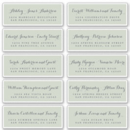 Chic Calligraphy Wedding Guest Adresetiketten Sticker