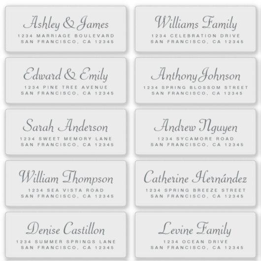 Chic Calligraphy Wedding Guest Adresetiketten Sticker (Voorkant)