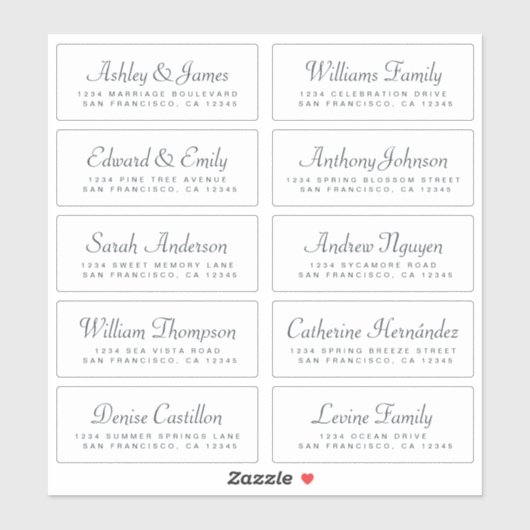 Chic Calligraphy Wedding Guest Adresetiketten Sticker (Vel)
