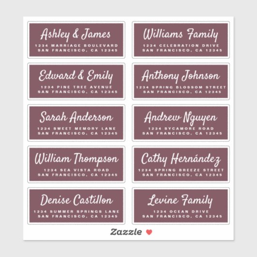 Chic Calligraphy Wedding Guest Adresetiketten Sticker (Vel)