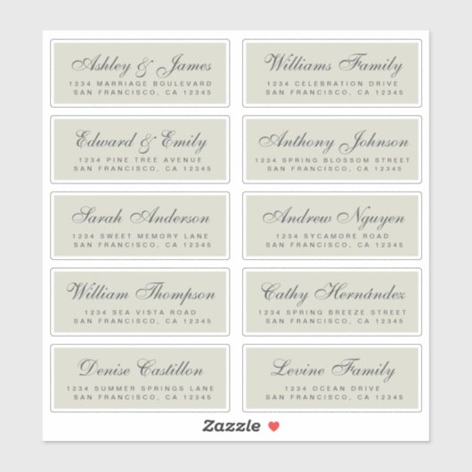 Chic Calligraphy Wedding Guest Adresetiketten Sticker (Vel)