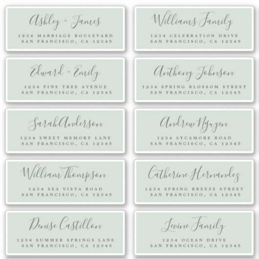 Chic Calligraphy Wedding Guest Adresetiketten Sticker (Voorkant)