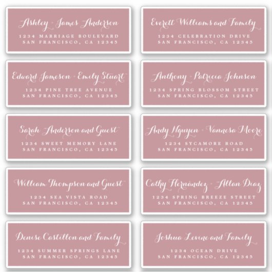 Chic Calligraphy Wedding Guest Adresetiketten Sticker (Voorkant)