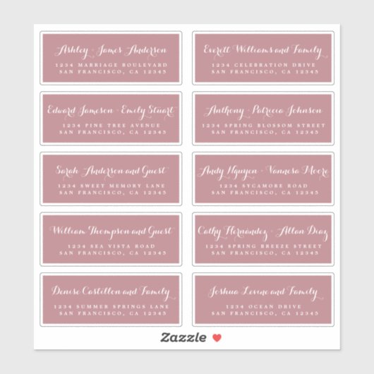 Chic Calligraphy Wedding Guest Adresetiketten Sticker (Vel)