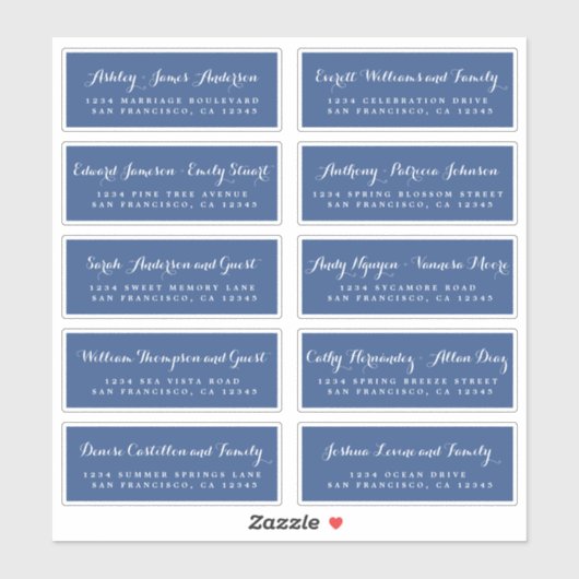 Chic Calligraphy Wedding Guest Adresetiketten Sticker (Vel)