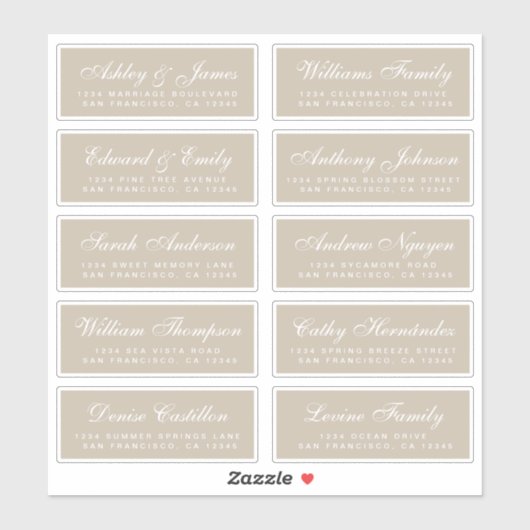 Chic Calligraphy Wedding Guest Adresetiketten Sticker (Vel)