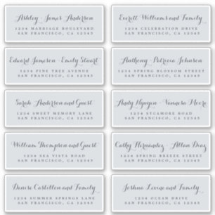 Chic Calligraphy Wedding Guest Adresetiketten Sticker