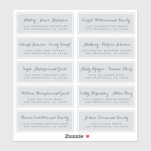 Chic Calligraphy Wedding Guest Adresetiketten Sticker (Vel)