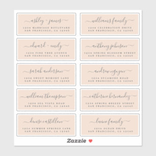 Chic Calligraphy Wedding Guest Adresetiketten Sticker