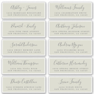 Chic Calligraphy Wedding Guest Adresetiketten Sticker