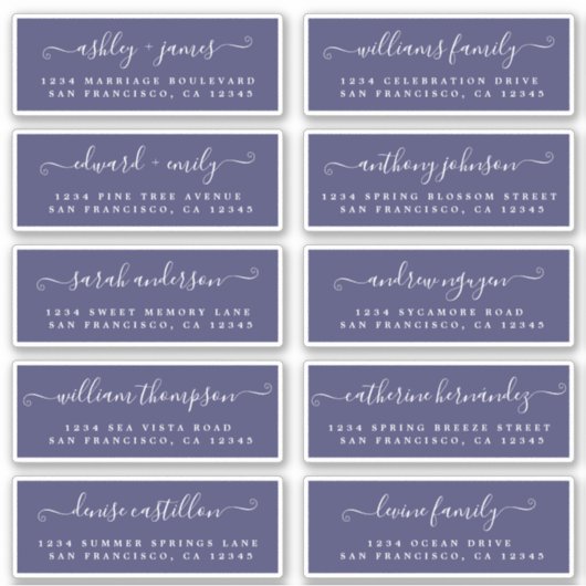 Chic Calligraphy Wedding Guest Adresetiketten Sticker (Voorkant)